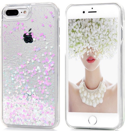 Winderig Slim Vermeend Hartjes & Glitter Luxe Vloeibare Case iPhone 7 Plus Snoep Roze
