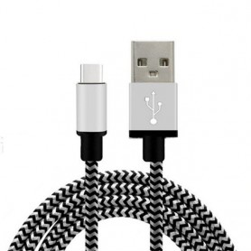 1 meter Gecertficieerd Extra Sterke NYLON Type C USB kabel  - Wit