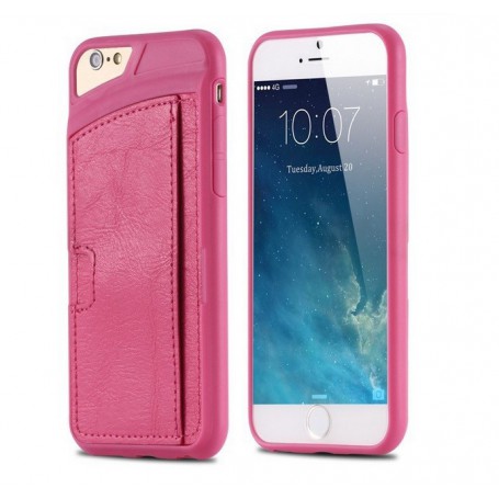 afstand bron ik heb dorst iPhone 6S Plus / 6 Plus Premium Card Case PU Leer Pinpas Hoesje Roze