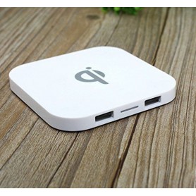Qi lader - Dual USB Q8 Draadloze Oplader Pad met 2 USB Ingangen 5V --1A - Wit