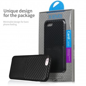 iPhone 7 Plus X-Level Card Case Carbon Style Kaarthouder case- Zwart