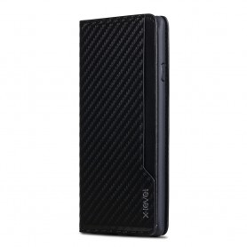 iPhone 7 X-Level Wallet Serie 2 Carbon Style Portemonnee Case - Zwart