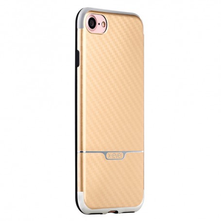 iPhone 7 X-LEVEL Goodcyl Carbon fiber Textuur Soft TPU Case - Goud