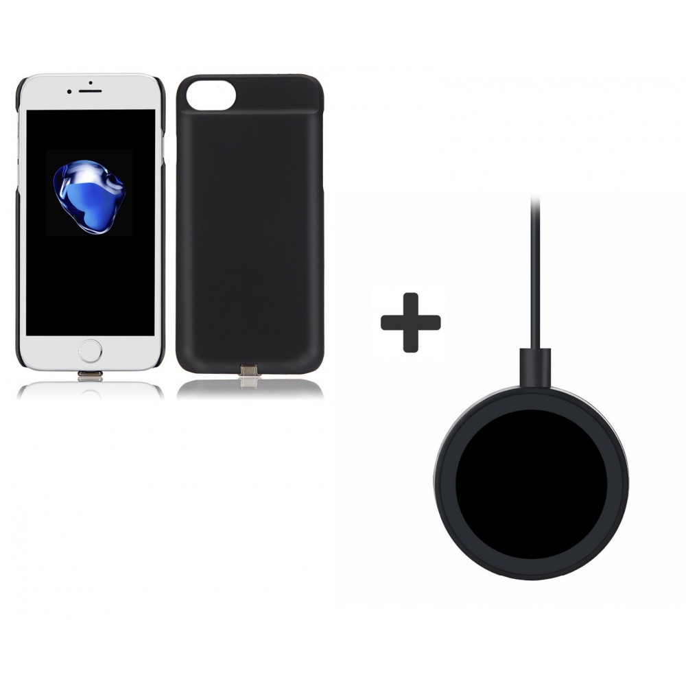 motto Koor Op en neer gaan iPhone 8 Plus / 7 Plus 3 in 1 set Draadloos Opladen Wireless Premium  Transparante Receiver Case Night Shade + QI Oplaadpad