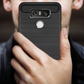 LG G6 Carbon Fiber Style TPU Case Zwart