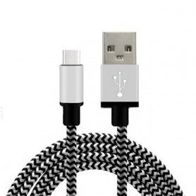 1 meter Extra Sterke NYLON Type C USB kabel voor LG G5 / Nexus 6P / Nexus 5X / Oneplus 3 / 2 / Tab / Macbook 12 inch - Wit