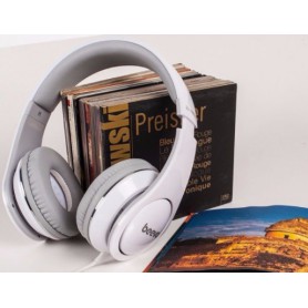 Beevo HM740 Headset - Bekabeld 40mm - Superieur Geluid - Rijke Bastonen - HIFI Kwaliteit - Wit / Grijs