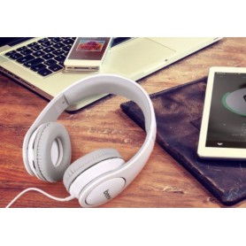 Beevo HM740 Headset - Bekabeld 40mm - Superieur Geluid - Rijke Bastonen - HIFI Kwaliteit - Wit / Grijs