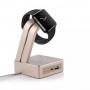 Aluminium Metalen Powerbank, Qi lader + Apple Watch Serie 1 / 2 / 3 Dock - 5200 mAh Fast Charge - Mat Goud