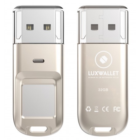 LUXWALLET® ARK Series Vingerafdruk 32GB USB Stick Kluis USB 2.0 AES256 Encryptie Bitcoin / Cryptocurrency Wallet + GPS Tracker