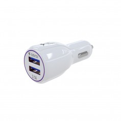 Universele Auto lader 3.1A FAST CHARGE met dubbele USB poort en LED lamp WIT