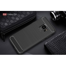 Samsung S9 Geborsteld Rugged TPU case - Ultimate Drop Proof Siliconen Case - Carbon fiber Look blauw