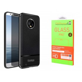 DrPhone Moto G6+(Plus) – Anti Schok Beschermhoes - Zwart + 2x glas