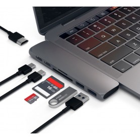 DrPhone 7 in 1 USB C Hub Type C Thunderbolt 3 - Dubbele USB 3.0 poorten - 4K 30HZ HDMI - SD & MicroSD-kaartlezer-