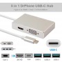 5 in 1 - DrPhone Multi Hub Type-C Adapter (3x USB 3.0, 1x VGA, 1x HDMI) (Geen Thunderbolt 3) - Zilver