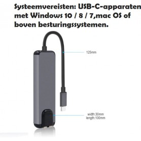 DrPhone 5 in 1 Multiport Type-C Hub - Hdmi 4K - 1x Gigabit(1000M) Ethernet - 2 x USB 3.0 - USB C Powerdelivery/Thunderbolt