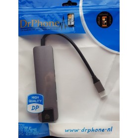DrPhone 5 in 1 Multiport Type-C Hub - Hdmi 4K - 1x Gigabit(1000M) Ethernet - 2 x USB 3.0 - USB C Powerdelivery/Thunderbolt