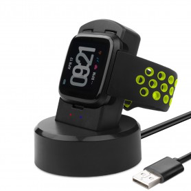 DrPhone Pro DockX - Lader - USB Kabel -Docking Station - Oplader - Oplaadstandaard - Geschikt voor de Fitbit Versa 1 - zwart