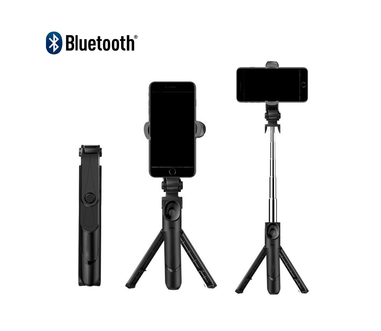DrPhone Z1 Bluetooth draadloze Inklapbare Action Tripod Selfie Stick - Tripod Statief houder - Opvouwbaar +