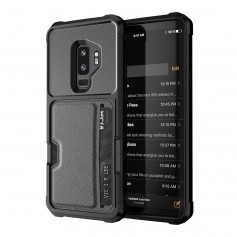 DrPhone Galaxy S9 TPU Kaart Armor Case - Lederen portemonnee kaarthouder Cover - Schokbestendig TPU Bumper met