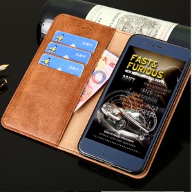 DrPhone Xperia XZ2 Flip Cover â Kaart Case met briefvak [Stand functie] PU Lederen Portemonnee Case - Vintage Book Style