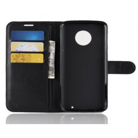 DrPhone MOTO G6+ (Plus) Flipcover - Bookcase - Luxe booktype PU Lederen Portemonnee Case â Wallet Case met Kickstand â