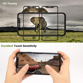 DrPhone iPhone X/XS Glas 4D Volledige Glazen Dekking Full coverage Curved Edge Frame Tempered glass Zwart - Official