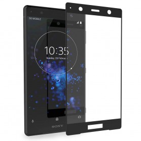 DrPhone Sony XZ2 (Premium) Glas 4D Volledige Glazen Dekking Full coverage Curved Edge Frame Tempered glass Zwart -