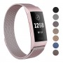 DrPhone Fitbit Charge 3 / Charge 3 SE Magnetische Milanese Armband - RVS Horlogeband - Maat L - Rosegold
