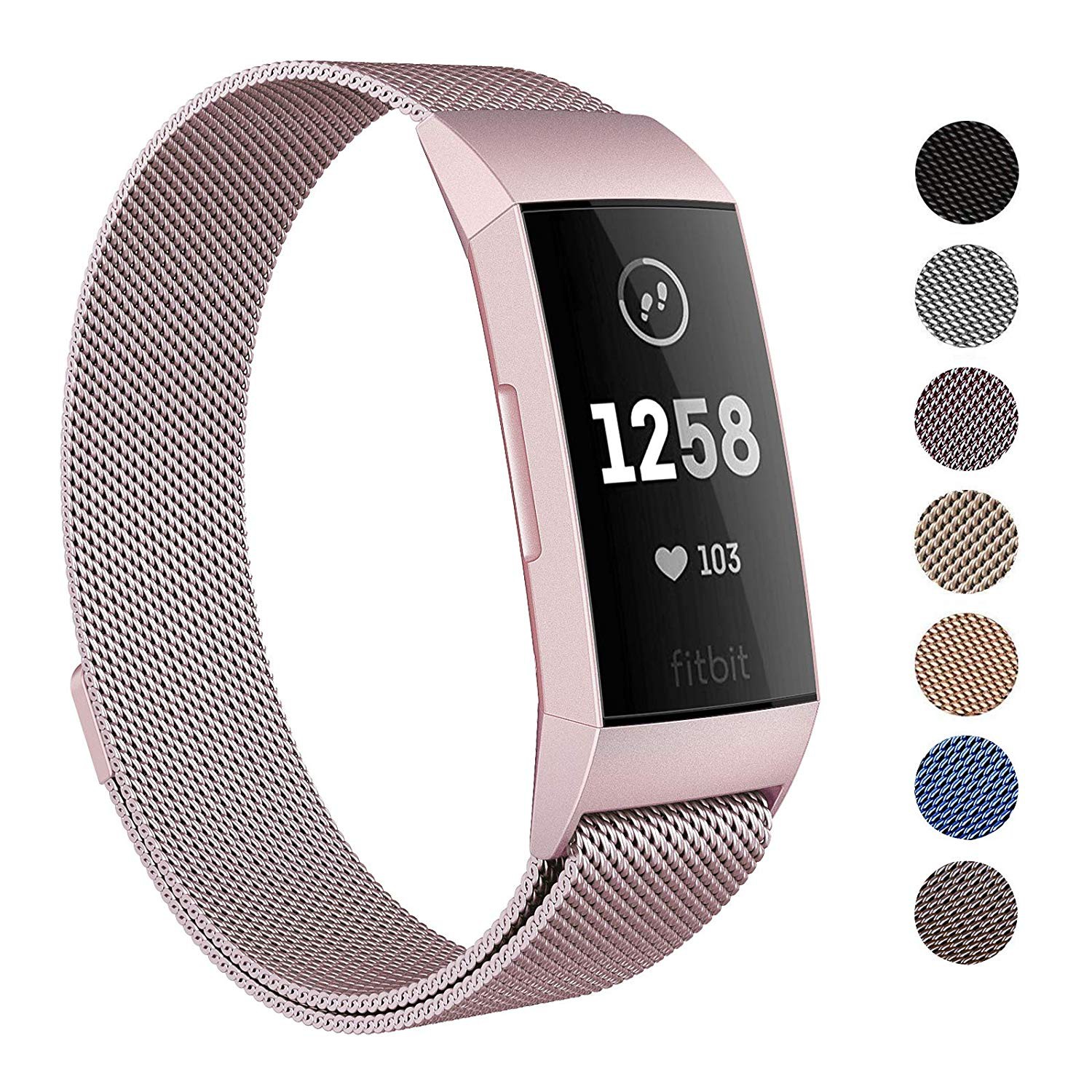krater Circus globaal Fitbit Charge 3 / Charge 3 SE Magnetische Milanese Armband - RVS  Horlogeband - Maat L - Rosegold