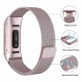 DrPhone Fitbit Charge 3 / Charge 3 SE Magnetische Milanese Armband - RVS Horlogeband - Maat L - Rosegold