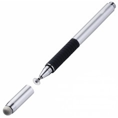 DrPhone - SX Pro V6 Stylus Pen met Side Grip - Precision Disc Capacitief - Zilver