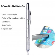 DrPhone - SX Pro V8 - 5 in 1 Stylus Pen - Balpen - Waterpas - Philips Schroevendraaier - Liniaal - Stylus Pen
