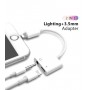 DrPhone Sound Lightning Aux Splitter Muziek via Aux & Opladen Tegelijk Koptelefoonaansluiting 3.5mm - Wit