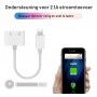 DrPhone Sound Lightning Aux Splitter Muziek via Aux & Opladen Tegelijk Koptelefoonaansluiting 3.5mm - Wit
