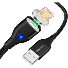 DrPhone USLION 2 Meter - Magnetische Gevlochten 3A Lightning Kabel - Oplaadkabel - Qualcomm 3.0 – Data + Oplaad - Zwart