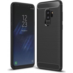 Premium DrPhone Shock Proof Geborsteld Carbon Print Samsung Galaxy S9 Plus Case - Luxe TPU Hoes