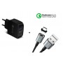 DrPhone 18W Snellader Adapter/Stekker - Thuislader + DrPhone iCON Premium TYPE-C Magnetisch USB-C Oplaadkabel -