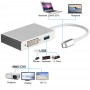 DrPhone 4 in 1 HUB – USB-Type C naar VGA + 4K DVI + 4K HDMI & USB – Zilver