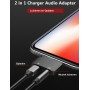 DrPhone LS03 Lighting Splitter – 2 in 1 Adapter – Audio Jack 3.5mm & Oplaad functie (Ondersteunt niet met bellen) - Zilver