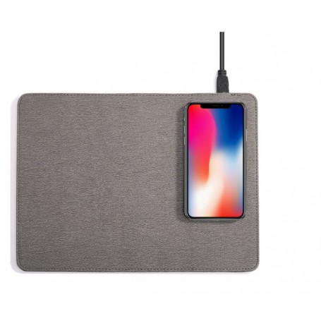 DrPhone PU Muismat + ingebouwde draadloze Qi oplader- 10W - 2 in 1 Muismat -Zilver