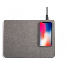 DrPhone PU Muismat + ingebouwde draadloze Qi oplader- 10W - 2 in 1 Muismat -Zilver
