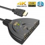 DrPhone HDMI-switch Splitter met Pigtail kabel - 3-poorten 4Kx2K HDMI-switch - 3-in-1-out - Zwart