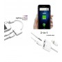 DrPhone Sound Lightning  Aux Splitter Muziek via Aux & Opladen Tegelijk Koptelefoonaansluiting 3.5mm - Wit