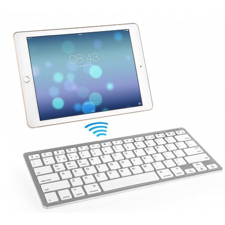 Premium DrPhone Draadloos Bluetooth Keyboard Voor Tablets / Computers / TV + 2 Premium AAA Batterijen - Zilver