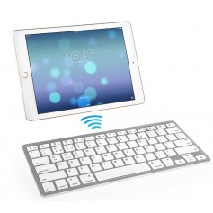 Premium DrPhone Draadloos Bluetooth Keyboard Voor Tablets / Computers / TV + 2 Premium AAA Batterijen - Zilver