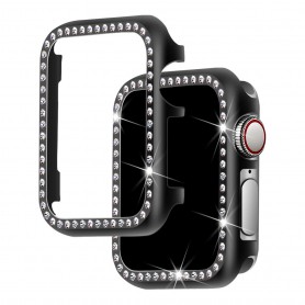 DrPhone Apple Watch 1/2/3 42mm TPU Bling Case met Kristal Diamanten Look - Beschermend frame – Zwart