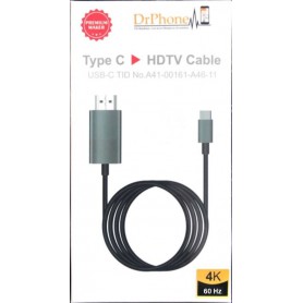 DrPhone USB-C naar HDMI Adapterkabel - 4K 60Hz -1080P HD HDTV Adapter - Geschikt voor o.a MacBook Pro 2017 / Galaxy S9/ Note 9..