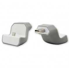 DrPhone Muur Dock USB Adapter - Muur Houder - voor Apple Lightning - Grijs wit