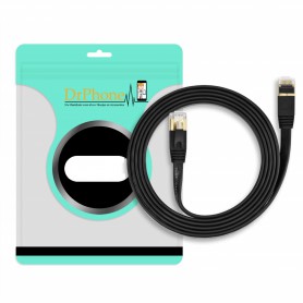 DrPhone Ethernetkabel - CAT7 RJ45 LAN - Internetkabel tot 600 MHz - Plat ontwerp - 1 Meter